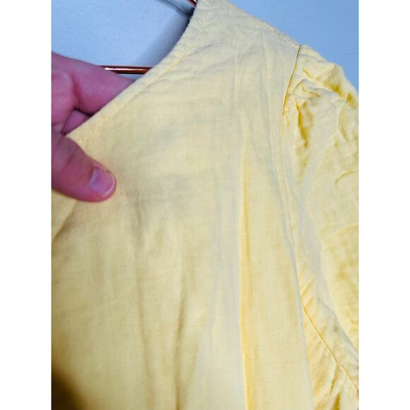 LOVE WHIT Yellow 100% Cotton Crewneck Short Sleeve Tie Back Dress Size Medium - Picture 6 of 14